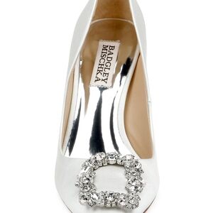Badgley Mischka Women's White Embellished Heels #44